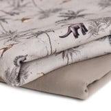 French Terry Digitale Print - Dino Jungle Taupe