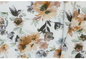 Double gauze digitaal wilde bloemen ecru