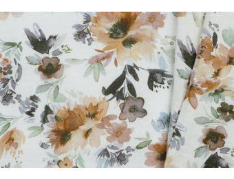 Double gauze digitaal wilde bloemen ecru