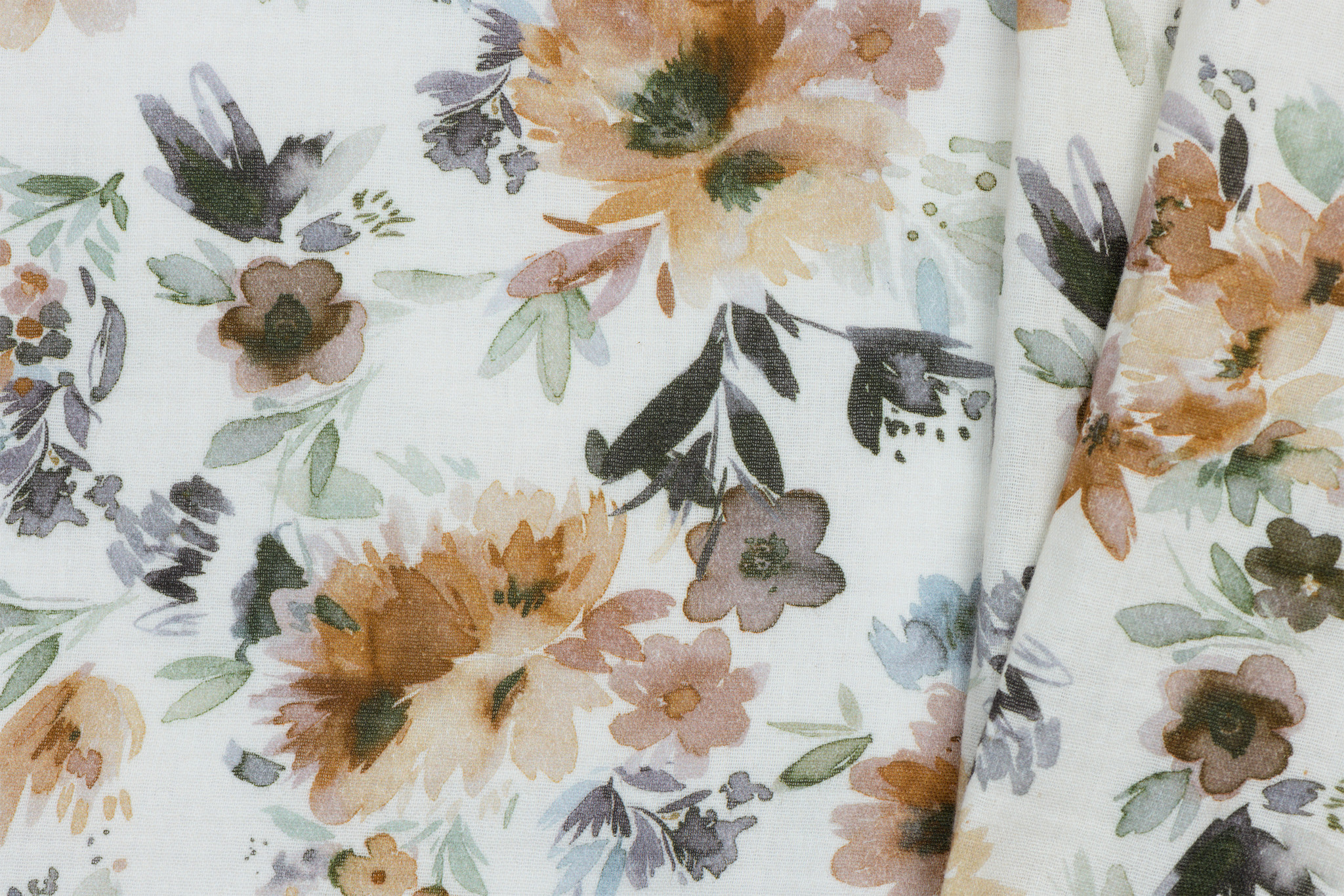 Double gauze digitaal wilde bloemen ecru