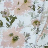 Double gauze digitaal wilde bloemen wit