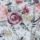 Double gauze digitaal bloemen off white