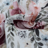 Double gauze digitaal bloemen off white