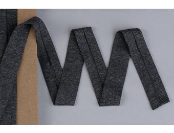 Tricot biaisband gemeleerd donker grijs  20mm