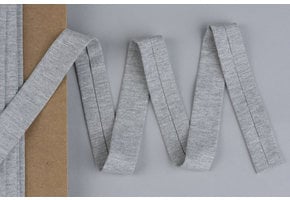 Tricot biaisband gemeleerd licht grijs 20mm