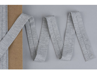Tricot biaisband gemeleerd licht grijs 20mm