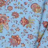 Katoen Vintage Bloemen Holi Aqua