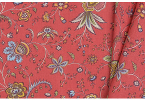 Katoen Vintage Bloemen Holi Cerise