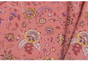 Katoen Vintage Bloemen Holi Coral