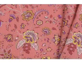 Katoen Vintage Bloemen Holi Coral