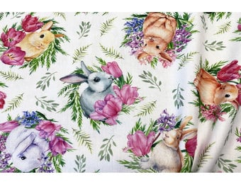 Deco Stof Easter bunny on the meadow