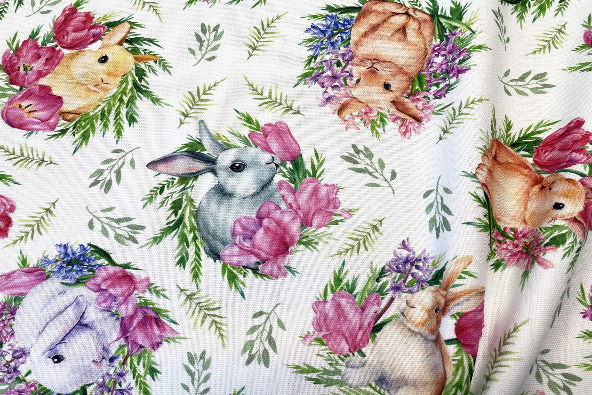 Deco Stof Easter bunny on the meadow