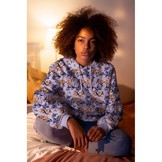 French terry bloemen lila