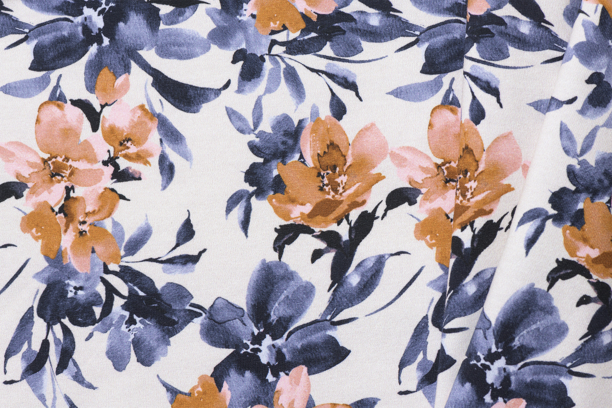 French terry bloemen ecru