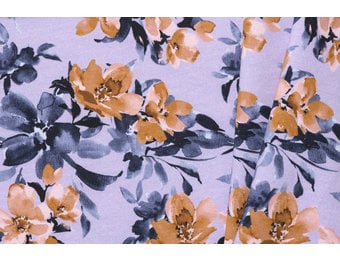 French terry bloemen lila