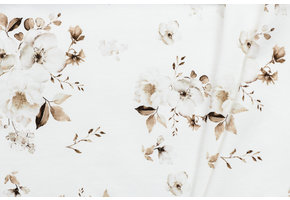 Poplin Katoen Digitale Print - Jasmijn Bloemen Bruin