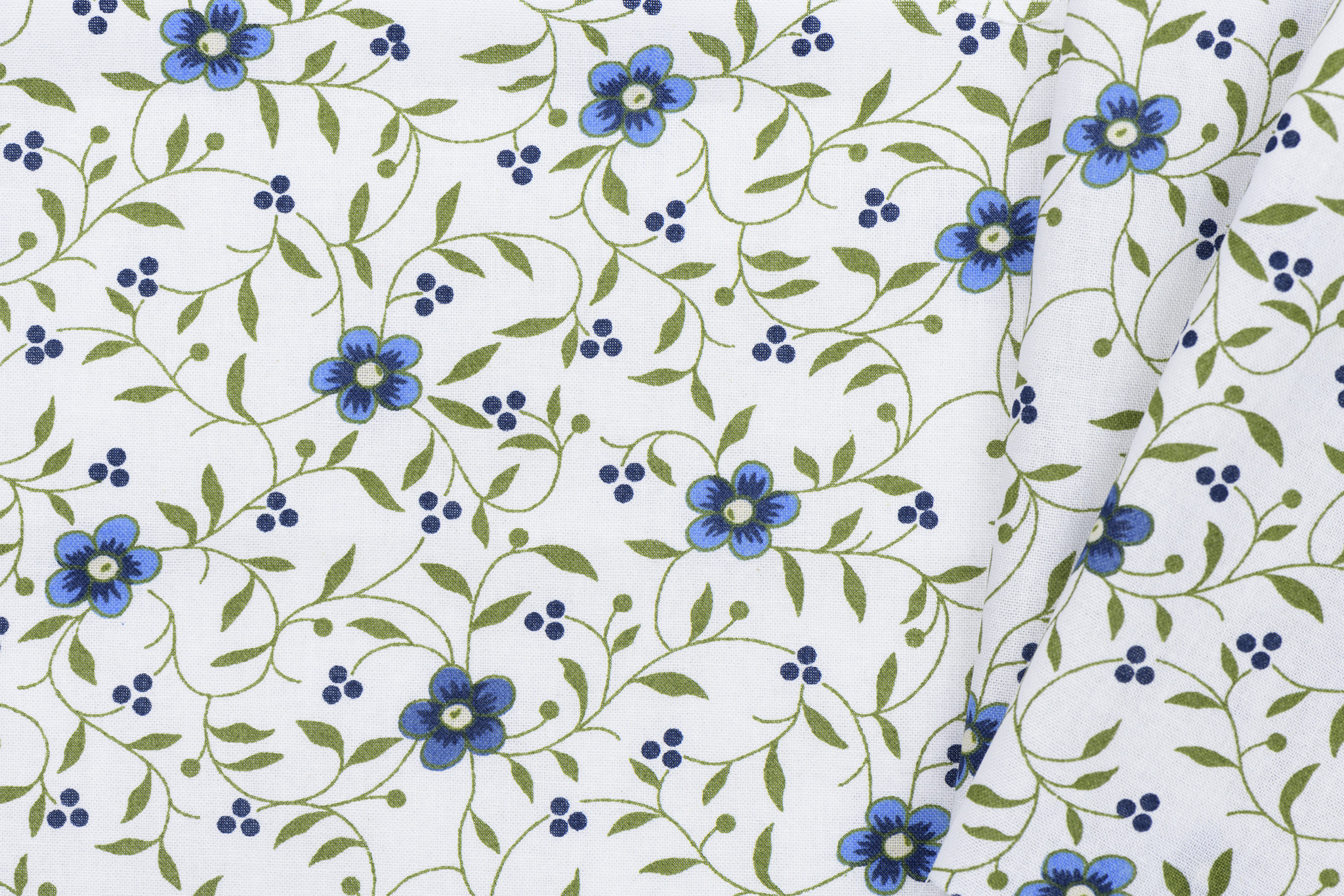 Folklore bloemen blauw - groen