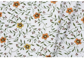 Katoen Folklore bloemen geel- oranje