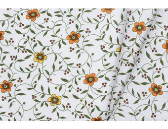 Katoen Folklore bloemen geel- oranje