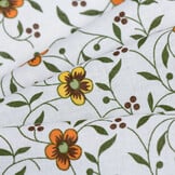 Katoen Folklore bloemen geel- oranje