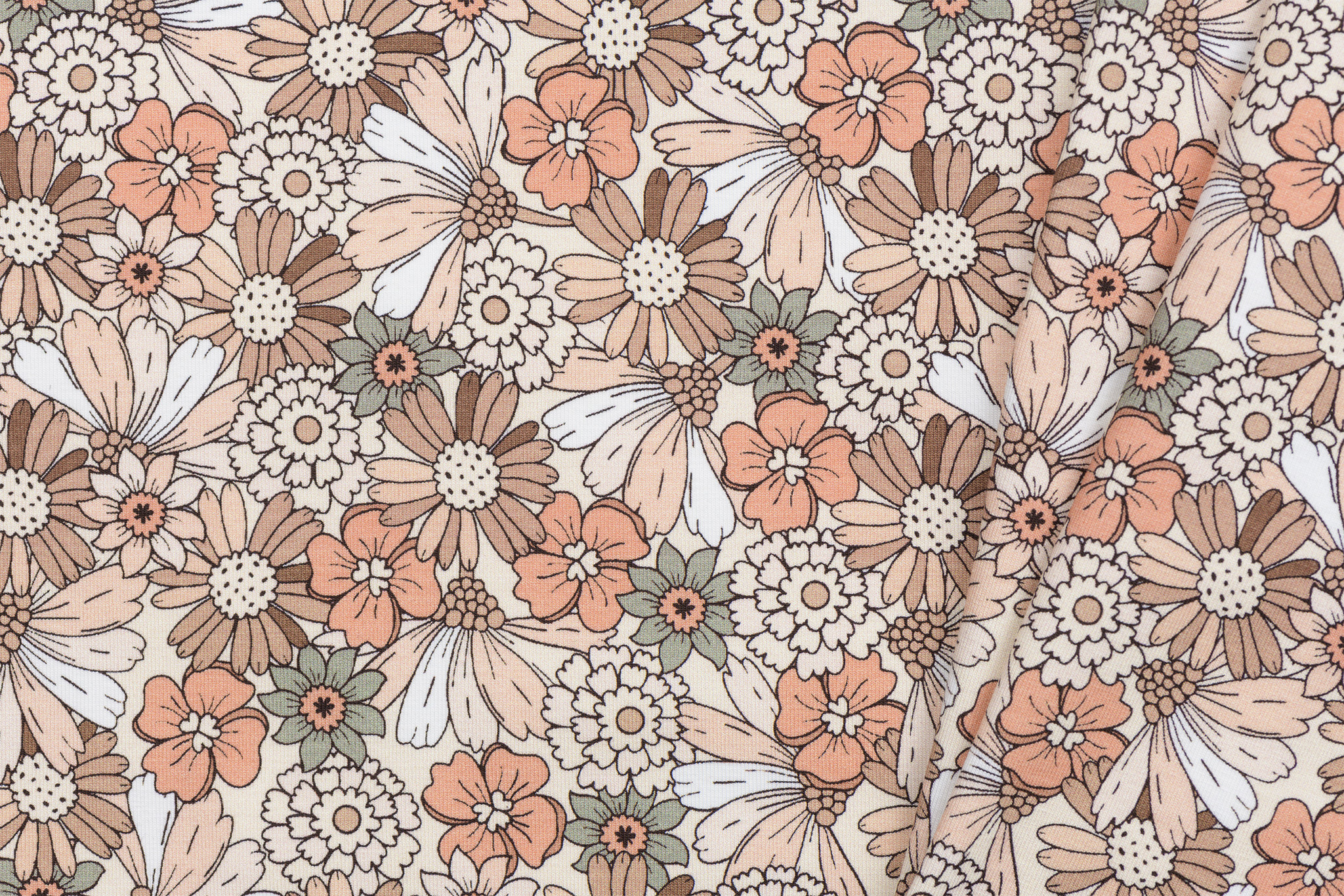 Poplin Katoen Digitale Print - Vrolijke Bloem Pastel