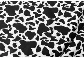 Katoen Stof Koe Print Zwart/Wit
