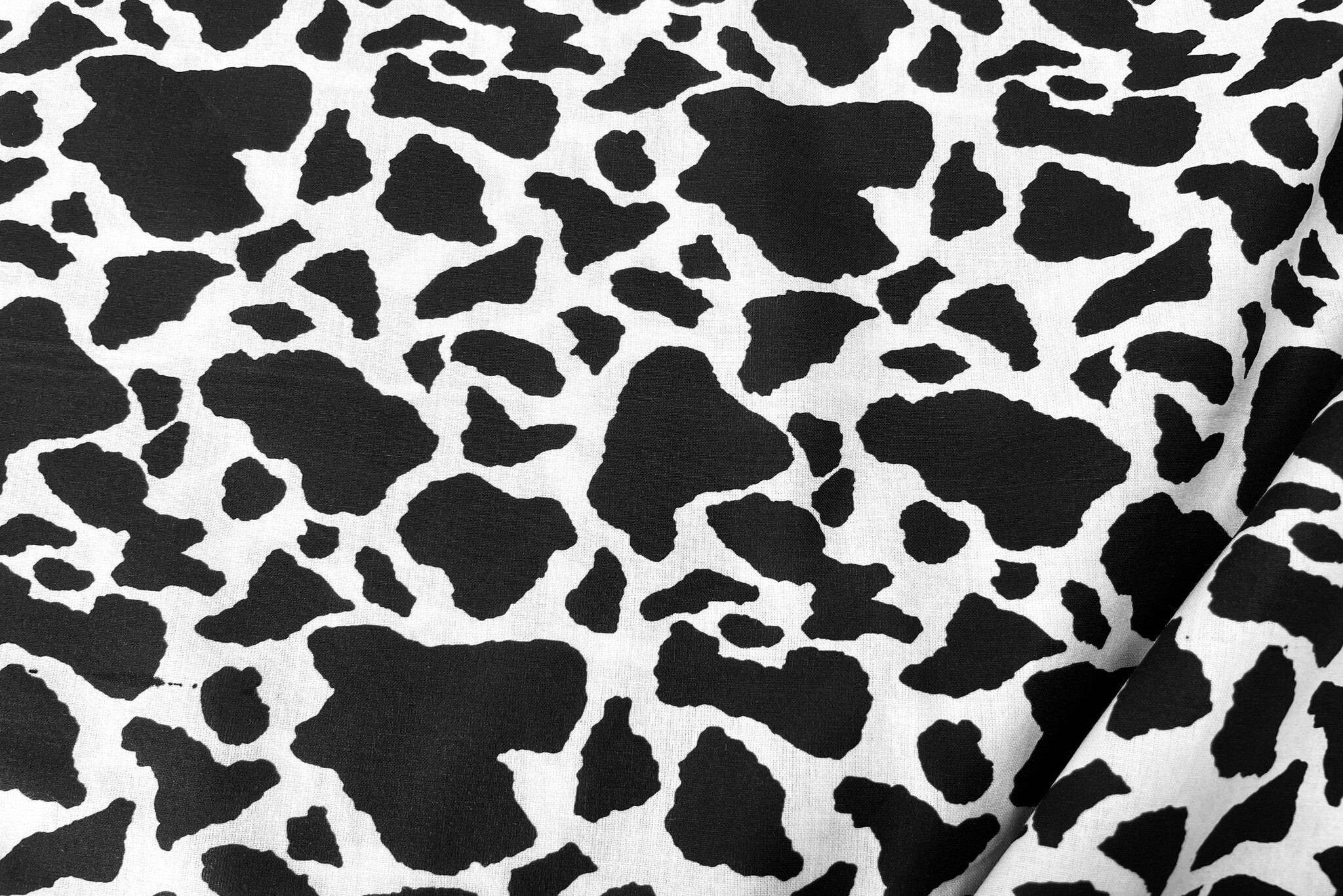 Katoen Stof Koe Print Zwart/Wit – Soepel, Ademend & Decoratief