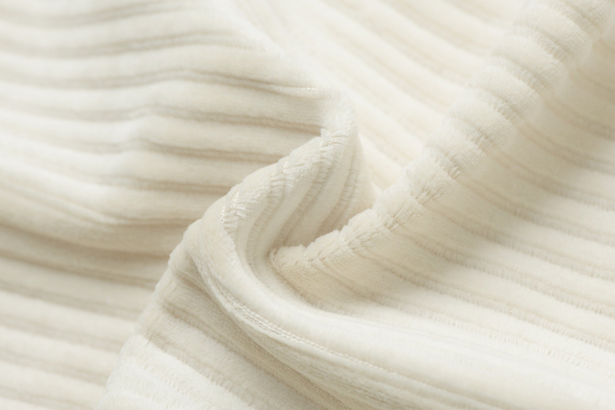 Brede Ribfluweel Jersey Stof Ecru – Zacht & Stijlvol