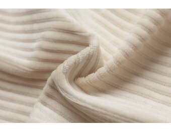 Brede Ribfluweel Jersey Stof Licht Beige