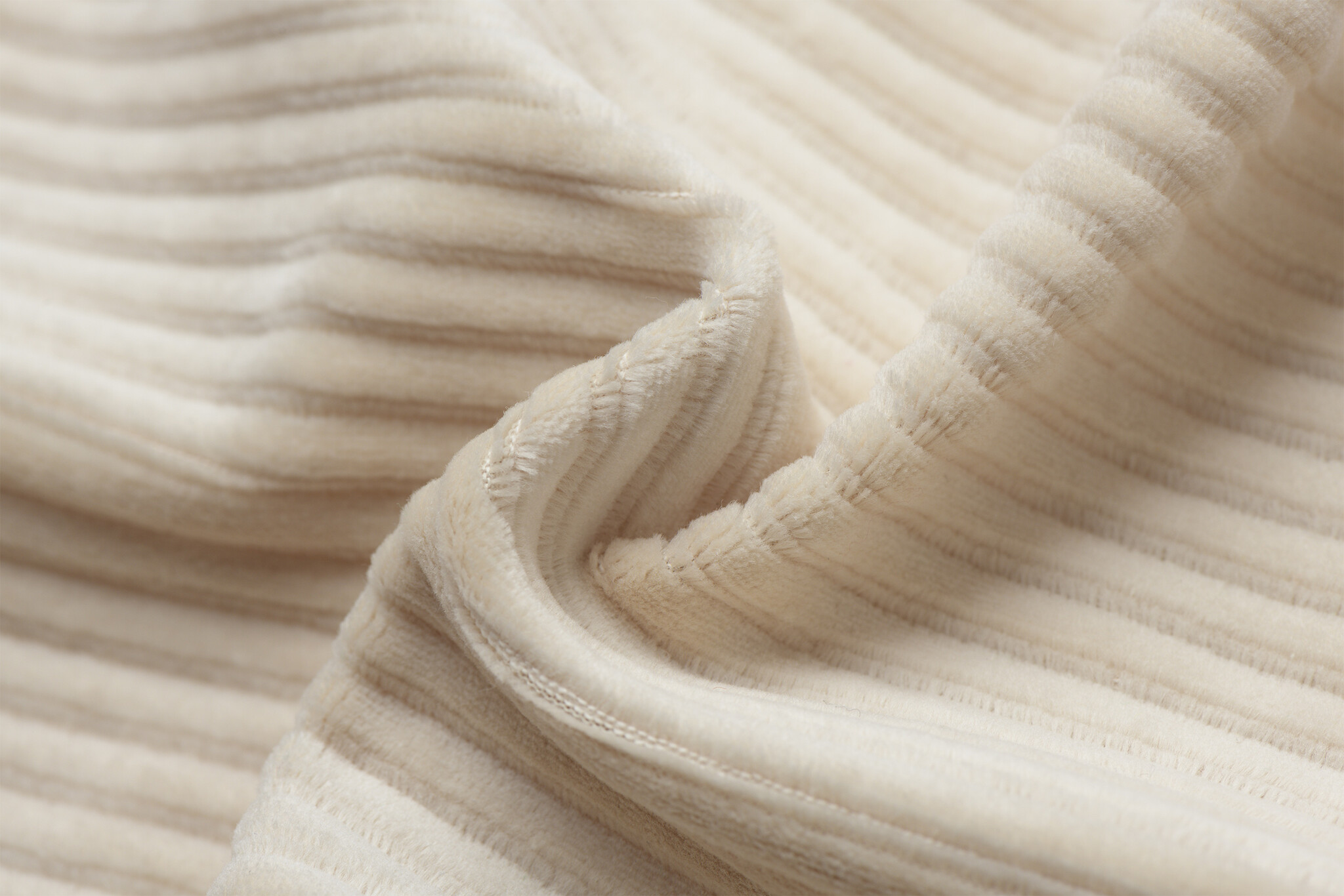 Brede Ribfluweel Jersey Stof Licht Beige – Zacht & Stijlvol