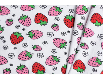 Katoenen Jersey Aardbeien