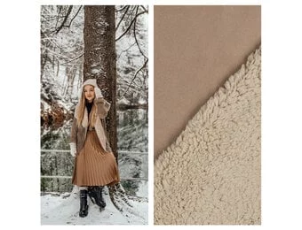 Suede Teddy Stof Lichtbruin