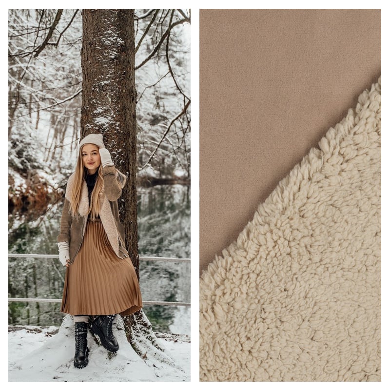 Suede Teddy Stof Lichtbruin