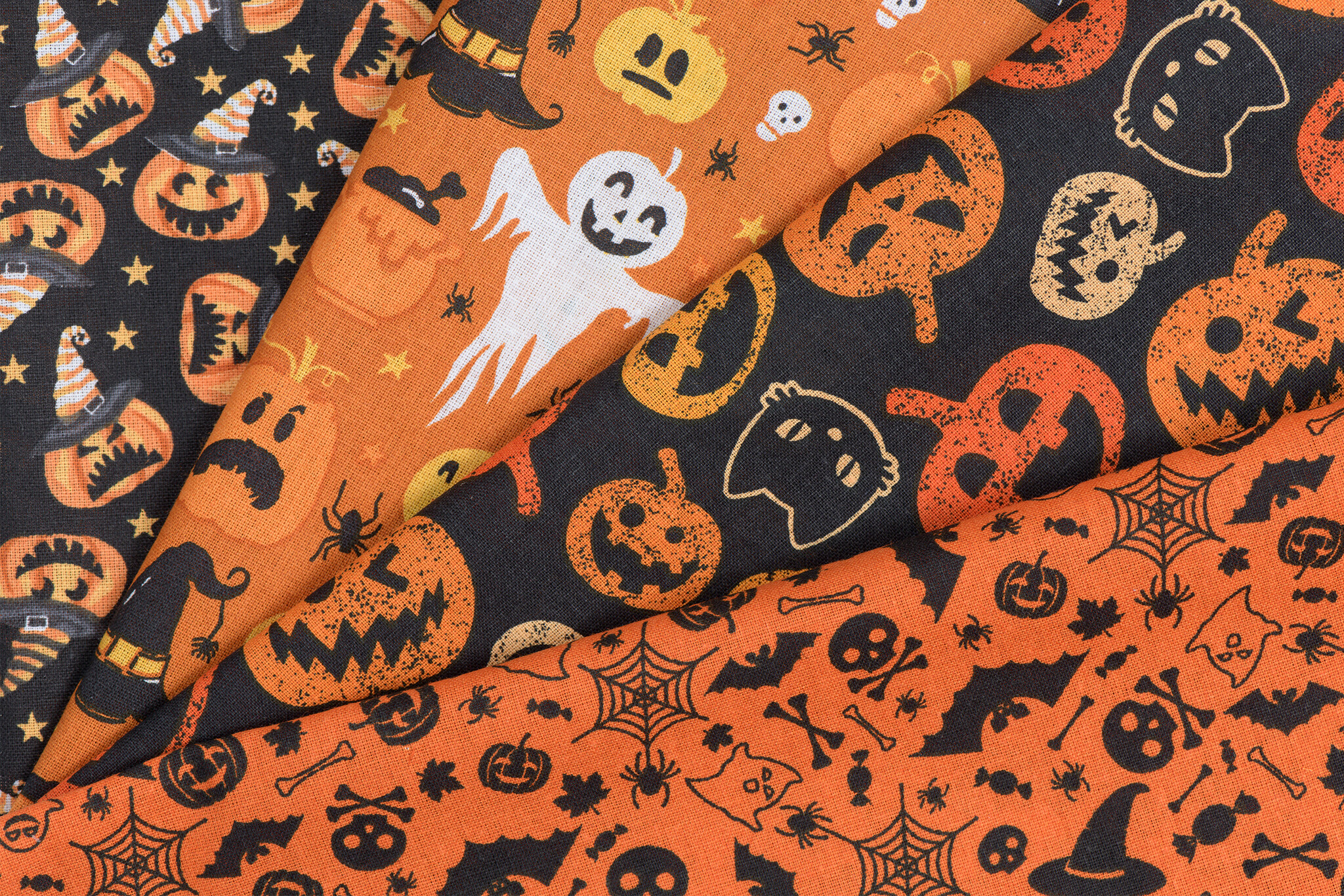 Katoen Bedrukt Retro Halloween