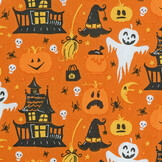 Katoen Bedrukt Retro Halloween