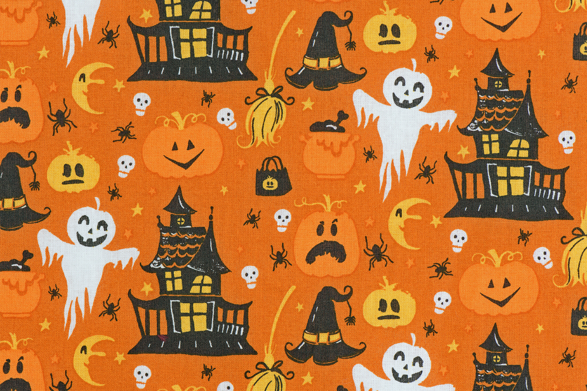 Katoen Bedrukt Retro Halloween