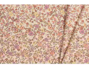 Jersey Katoen Digitale Print - Trendy Bloem Oud Lila Geel