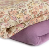 Jersey Katoen Digitale Print - Trendy Bloem Oud Lila Geel