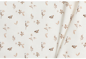 Jersey Katoen Digitale Print - Gezellige Bloem Beige