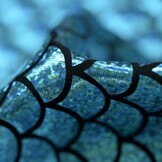 Lamé lycra Foliedruk Schubben Aqua