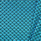 Lamé lycra Foliedruk Schubben Aqua