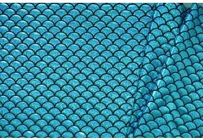 Lamé lycra Foliedruk Schubben Aqua