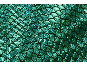 Lamé lycra Foliedruk Schubben Groen