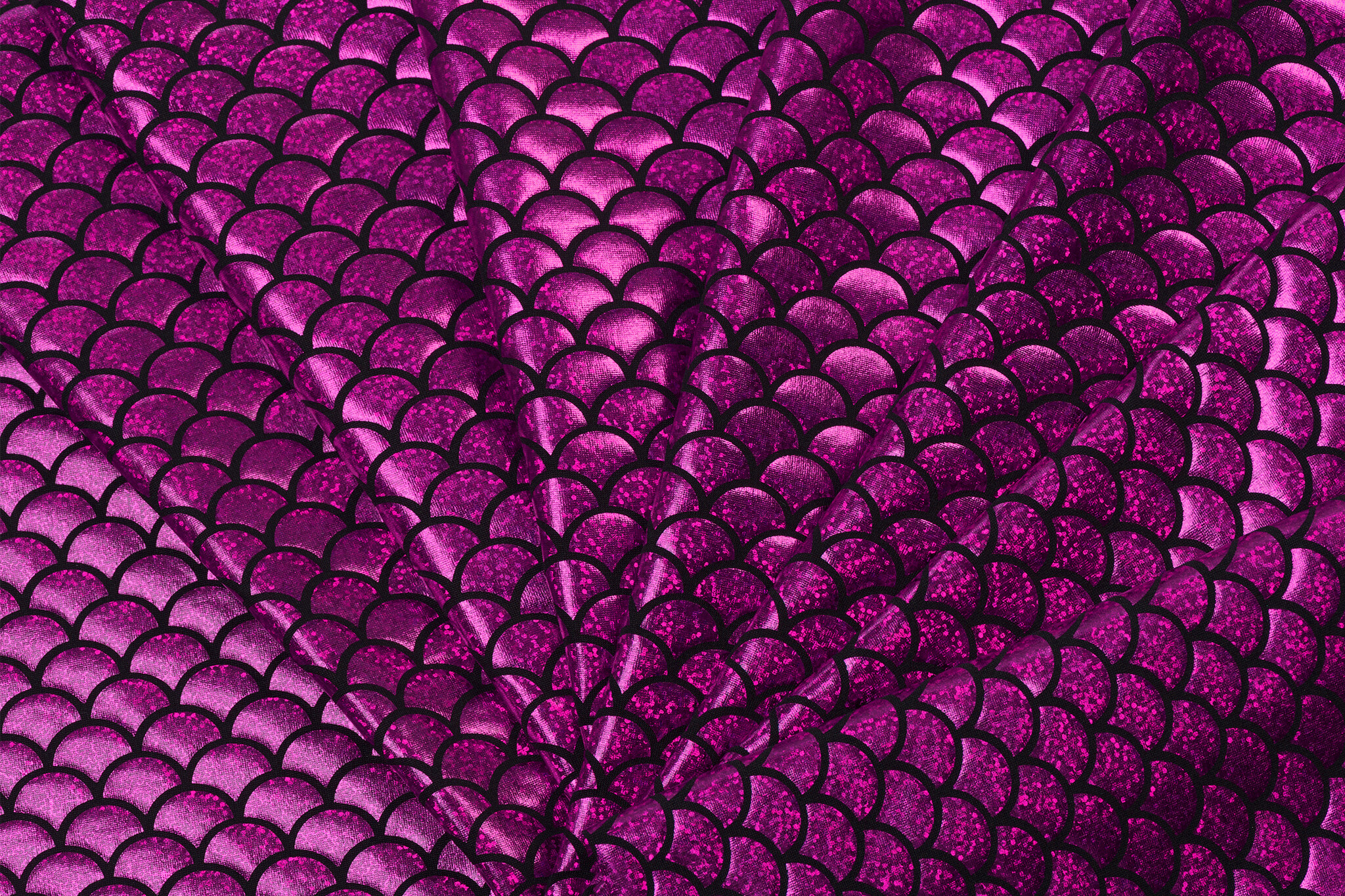 Lamé lycra Foliedruk Schubben Fuchsia