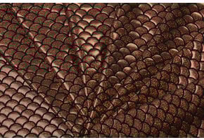 Lamé lycra Foliedruk Schubben Brons