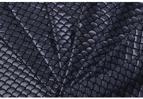 Lamé lycra Foliedruk Schubben Zwart