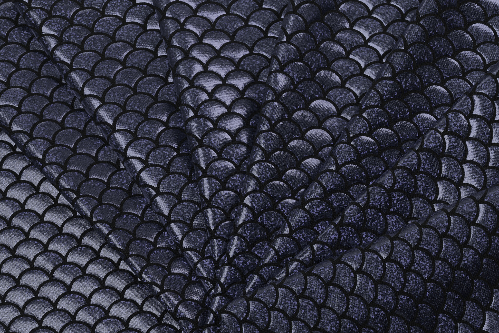 Lamé lycra Foliedruk Schubben Zwart