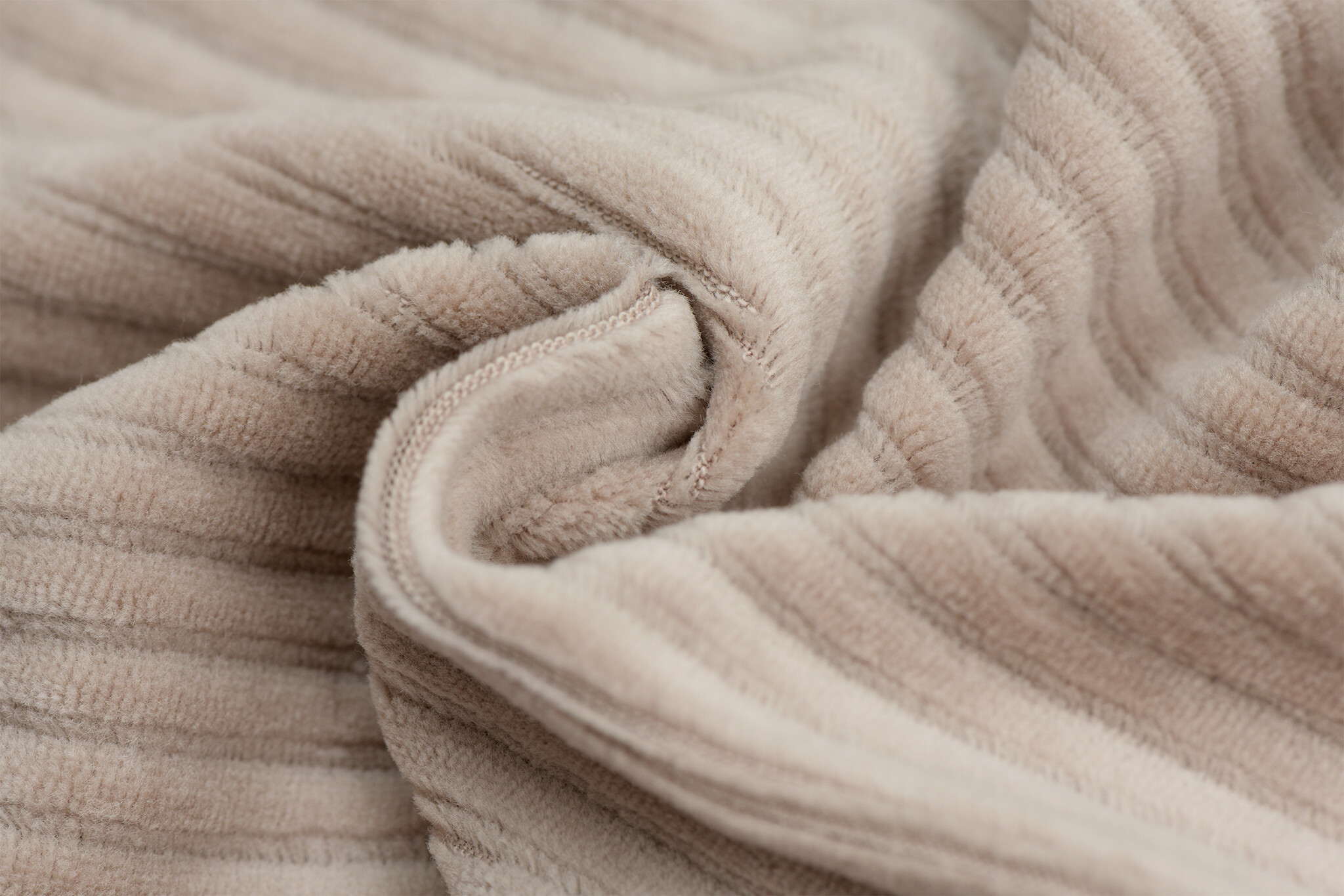 Brede Ribfluweel Jersey Stof Taupe – Zacht & Stijlvol