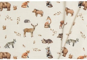 Jersey Katoen Digitale Print - Wilde Bosdieren