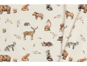 Jersey Katoen Digitale Print - Wilde Bosdieren